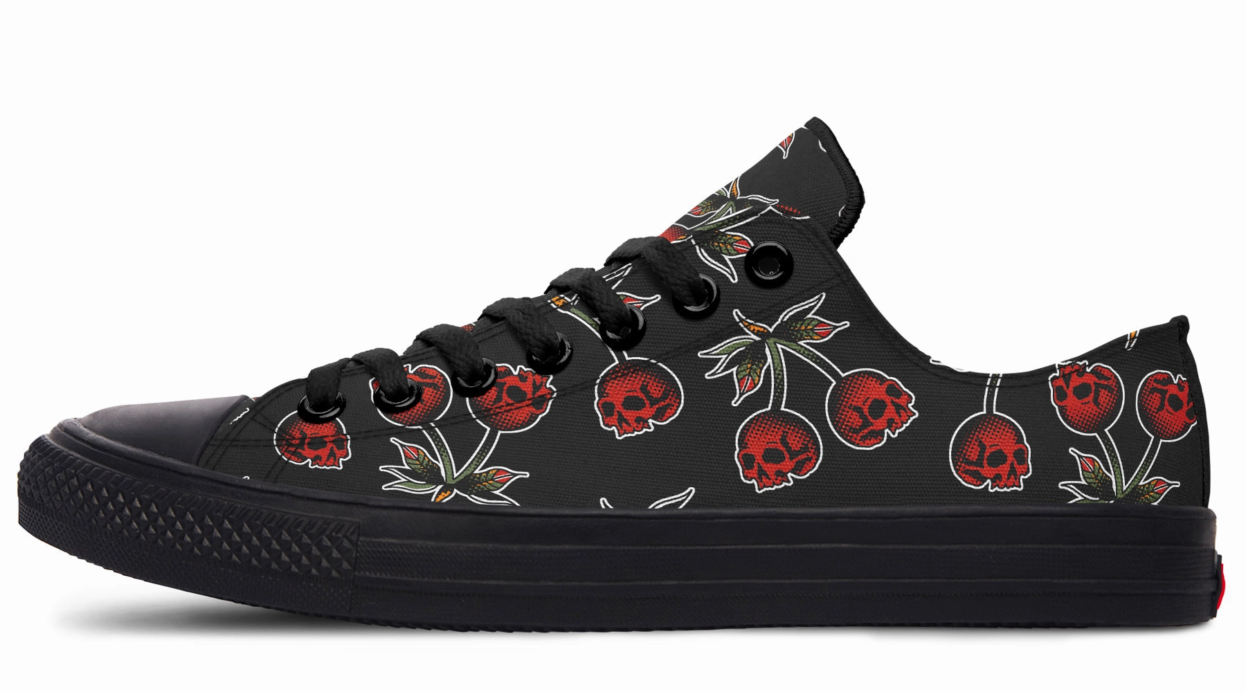 Skull Cherry Pattern Low Tops Dad Pick