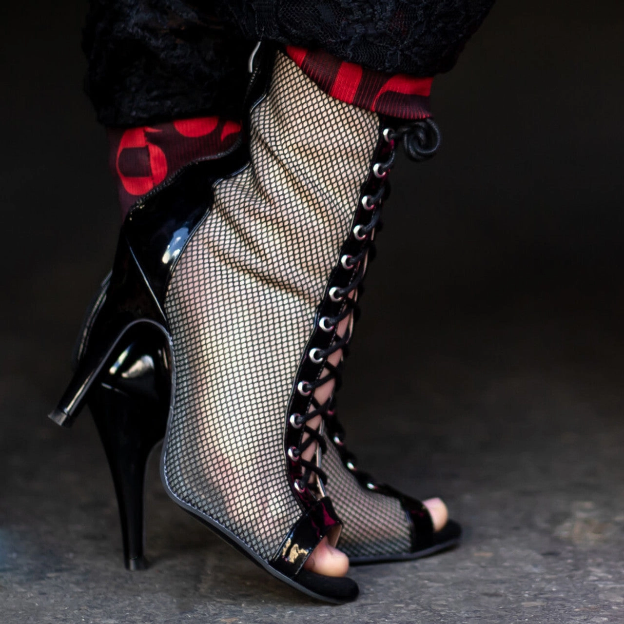 High-Quality Material Carry Light Jezzie - Mesh Lace Up Dance Booties (Rubber Sole)