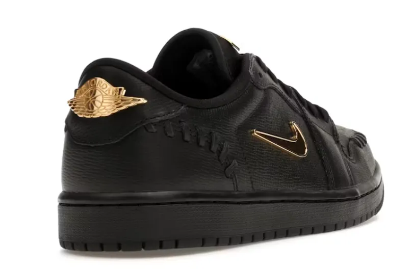 Jordan 1 Low Method of Make Black Metallic Gold (Women's) Durable Construction Foot Support