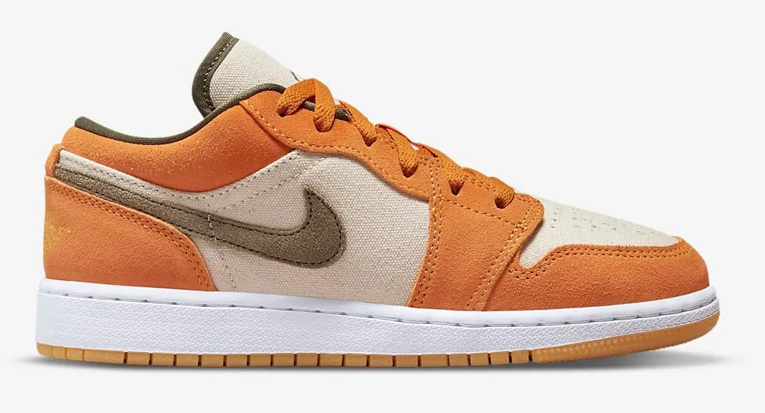 Ventilated White Clean Jordan 1 Low Orange Olive