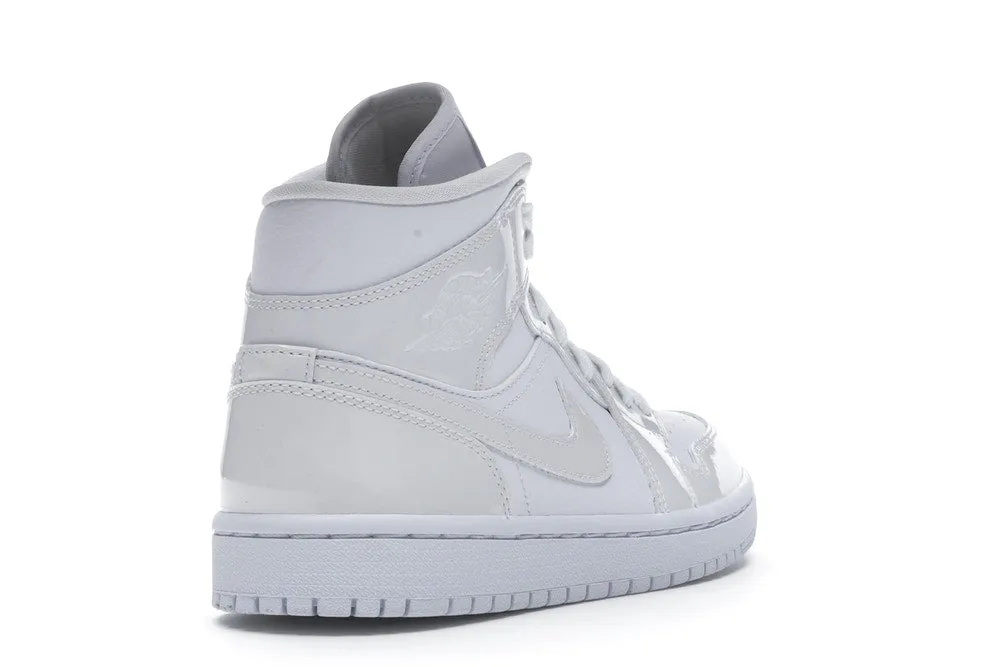 Jordan 1 Mid Triple White Patent Swoosh (W) Low Top