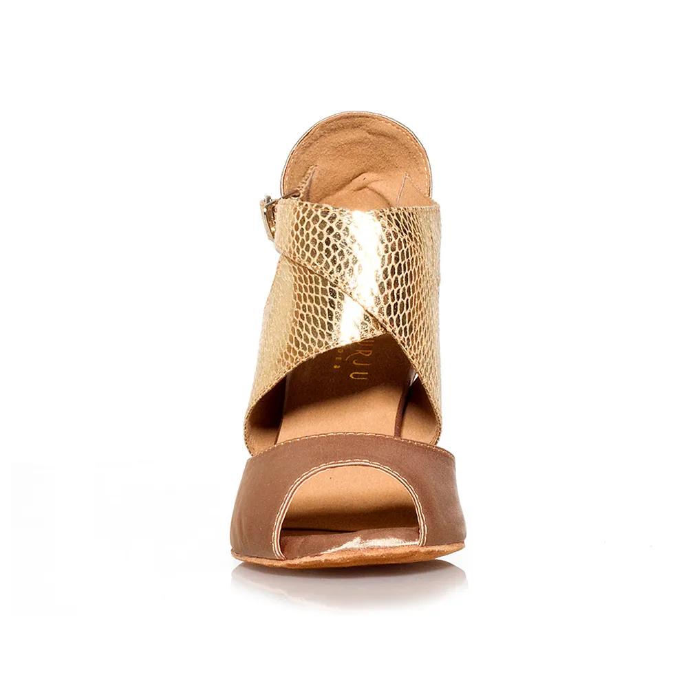 River Cross Jorjet - Open Toe Thick Crossing Ankle Strap Dance Shoes (Suede Sole)