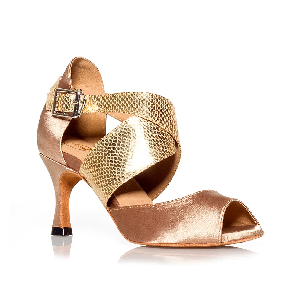 Jorjet - Open Toe Thick Crossing Ankle Strap Dance Shoes (Suede Sole) Step Free Supportive structure