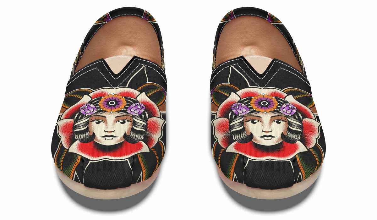 Blooming Girl Head Casual Shoes Night Out