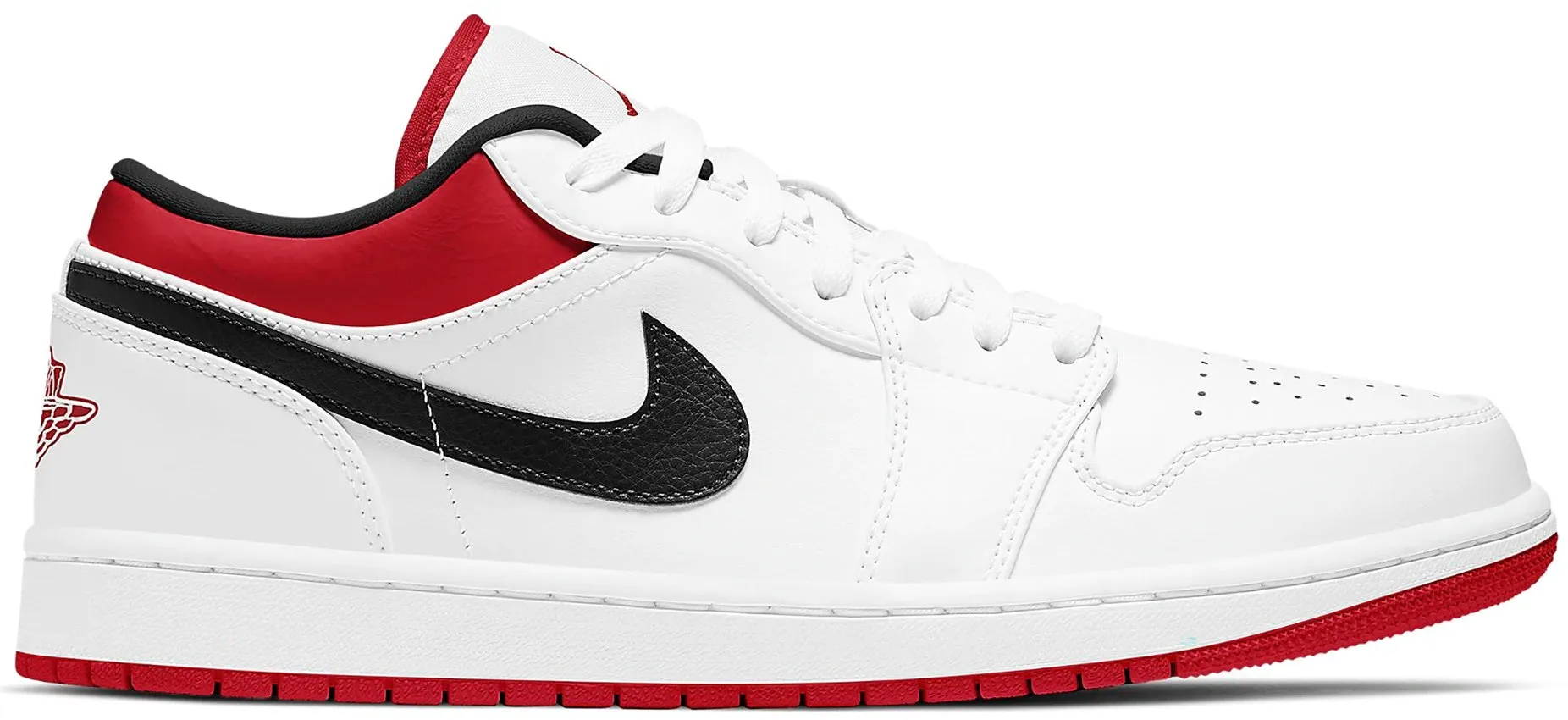Jordan 1 Low White University Red Black GS Ergonomic Travel Enthusiasts