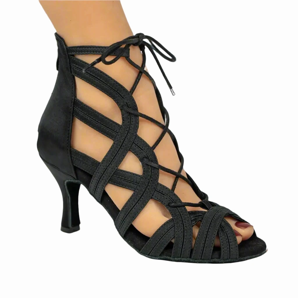 Rita - Lace-Up Salsa Bachata Latin Dance Shoes (Suede Sole) Easy return Designer Pick