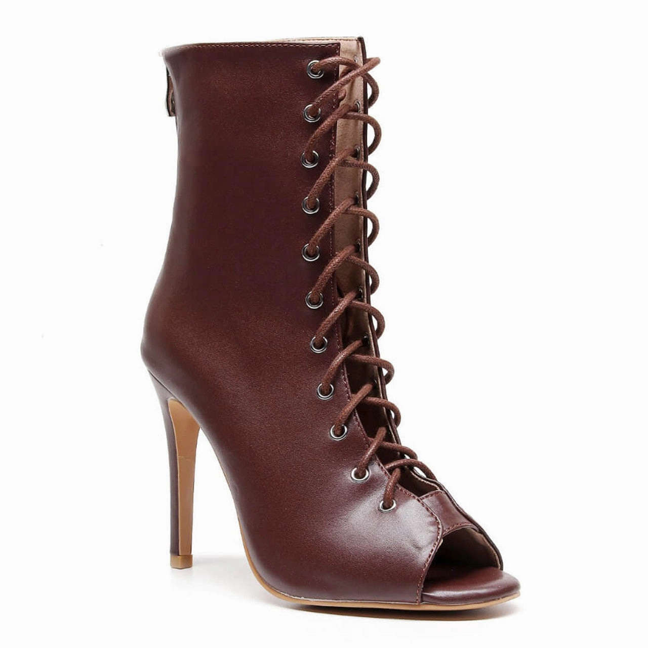 Soft Collar Lining Zonal Flexibility Sofiya True Nudes - Shade 8 Open Toe Latin Dance Bootie (Street Sole)