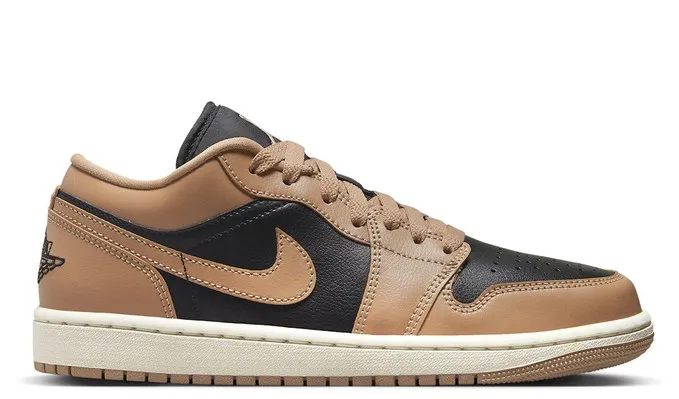 Air Jordan 1 Low Tan/Black (W) Fashion Edge Sweat Resistant Comfort Seekers