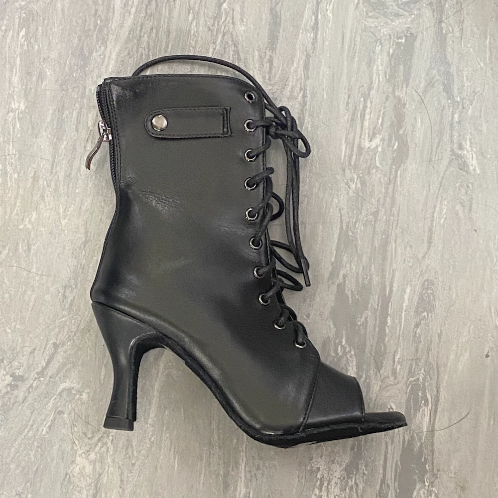 Elegant Pumps Moment - By Kiira Harper - Open Toe Lace Up Ankle Dance Booties (Suede Sole)