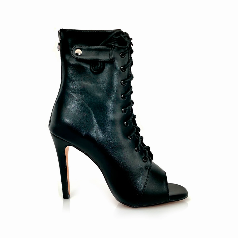 Moment - By Kiira Harper - Open Toe Lace Up Dance Booties (Street Sole) Timeless Wear