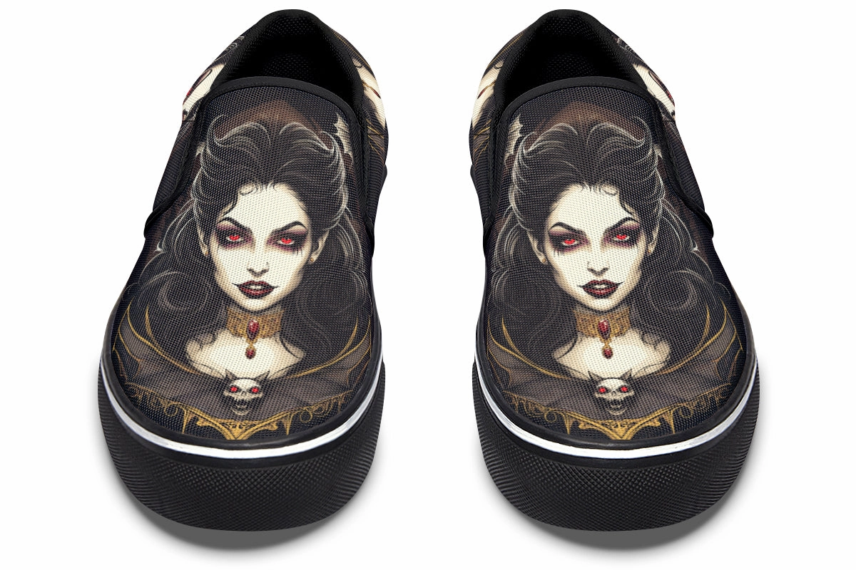 Neo Traditional Vampire Girl Slip On Shoes Earth Base Molded Insole