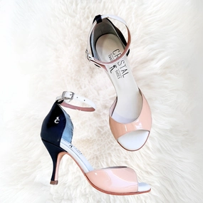 Comfortable Flats Travel Safe Onix - Nude & Black Leather Tango Dance Shoes (Leather Sole)