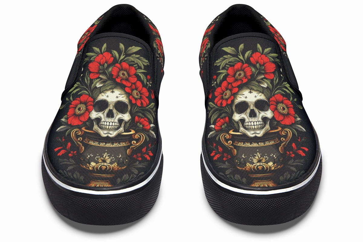 Skull Vase Slip On Shoes Soft Interior Cushioned