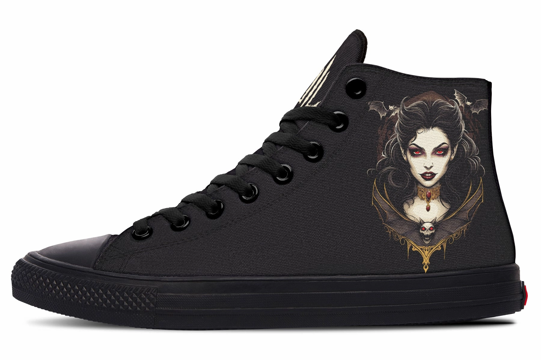 Neo Traditional Vampire Girl High Tops Daily Comfort Buckle Fit