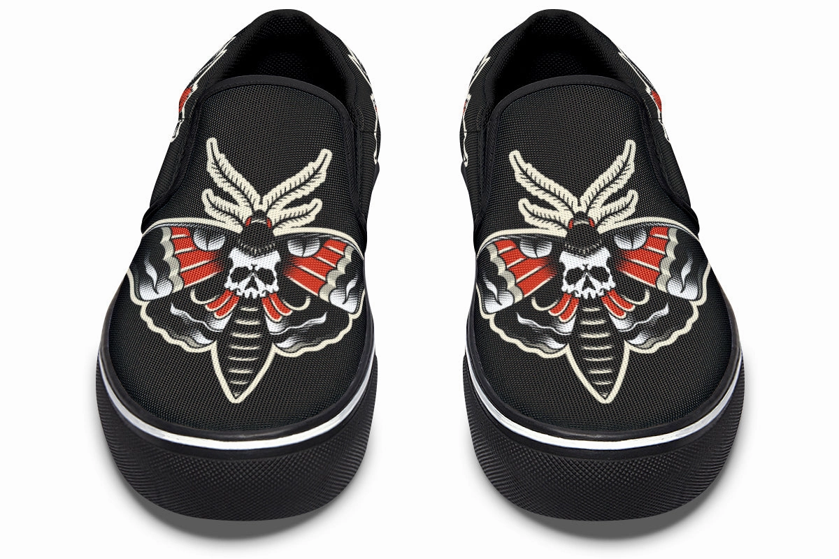 Deathmoth Slip On Shoes Durable Construction Low Top