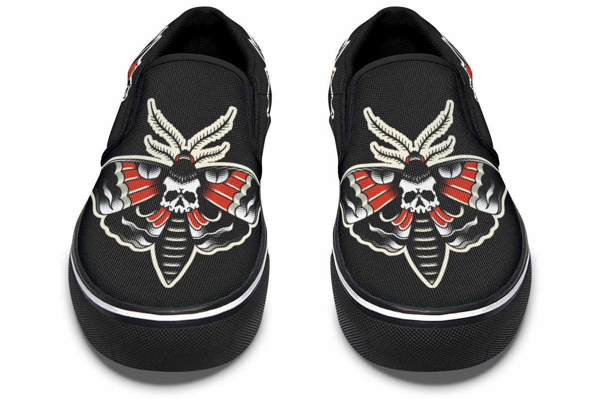 Gloss Finish Deathmoth Slip On Shoes
