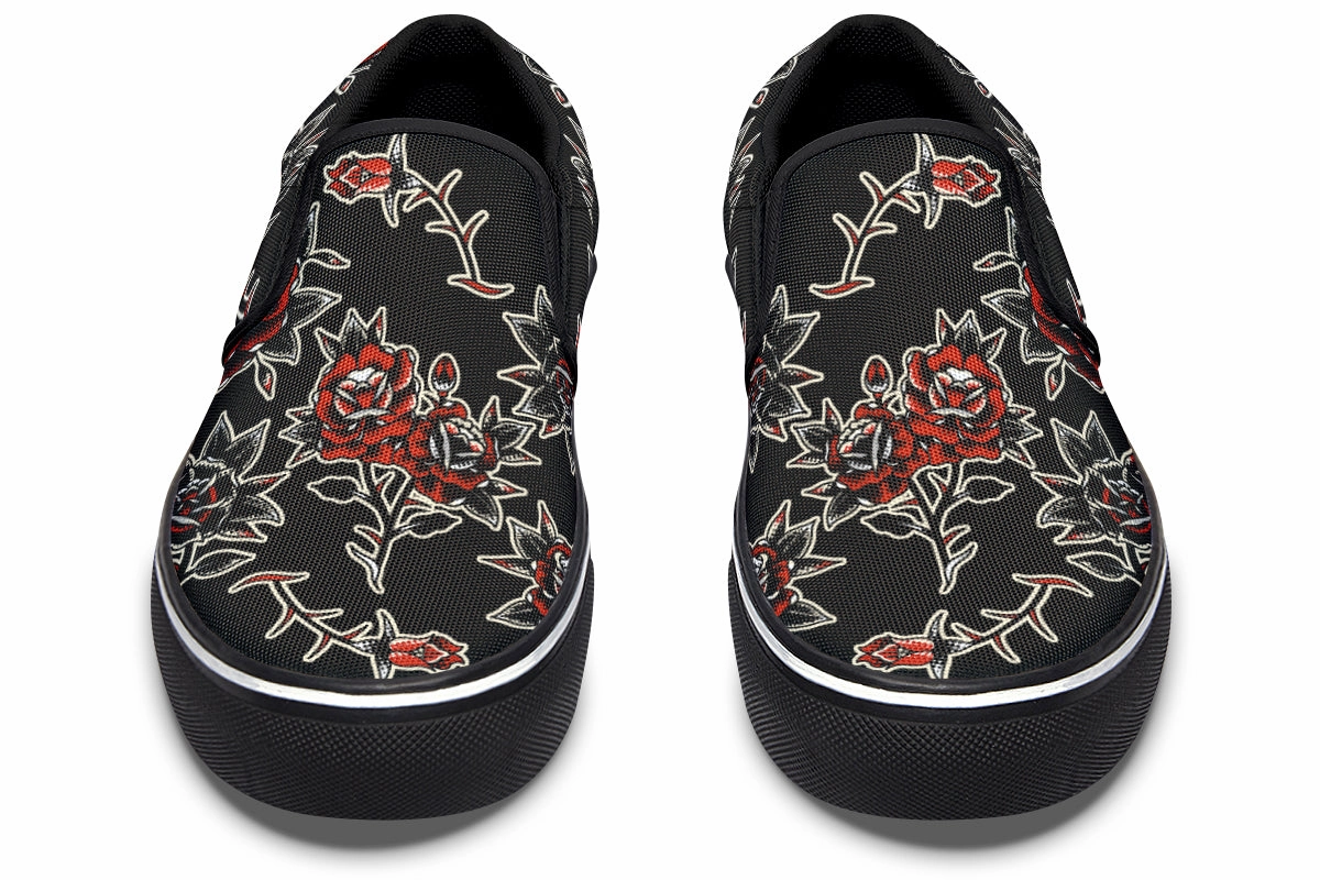 Versatile Pattern Rose Slip On Shoes
