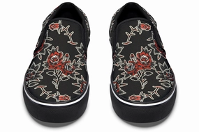 Pattern Rose Slip On Shoes Matte Edge Lake Step
