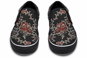 Pattern Rose Slip On Shoes Matte Edge Lake Step