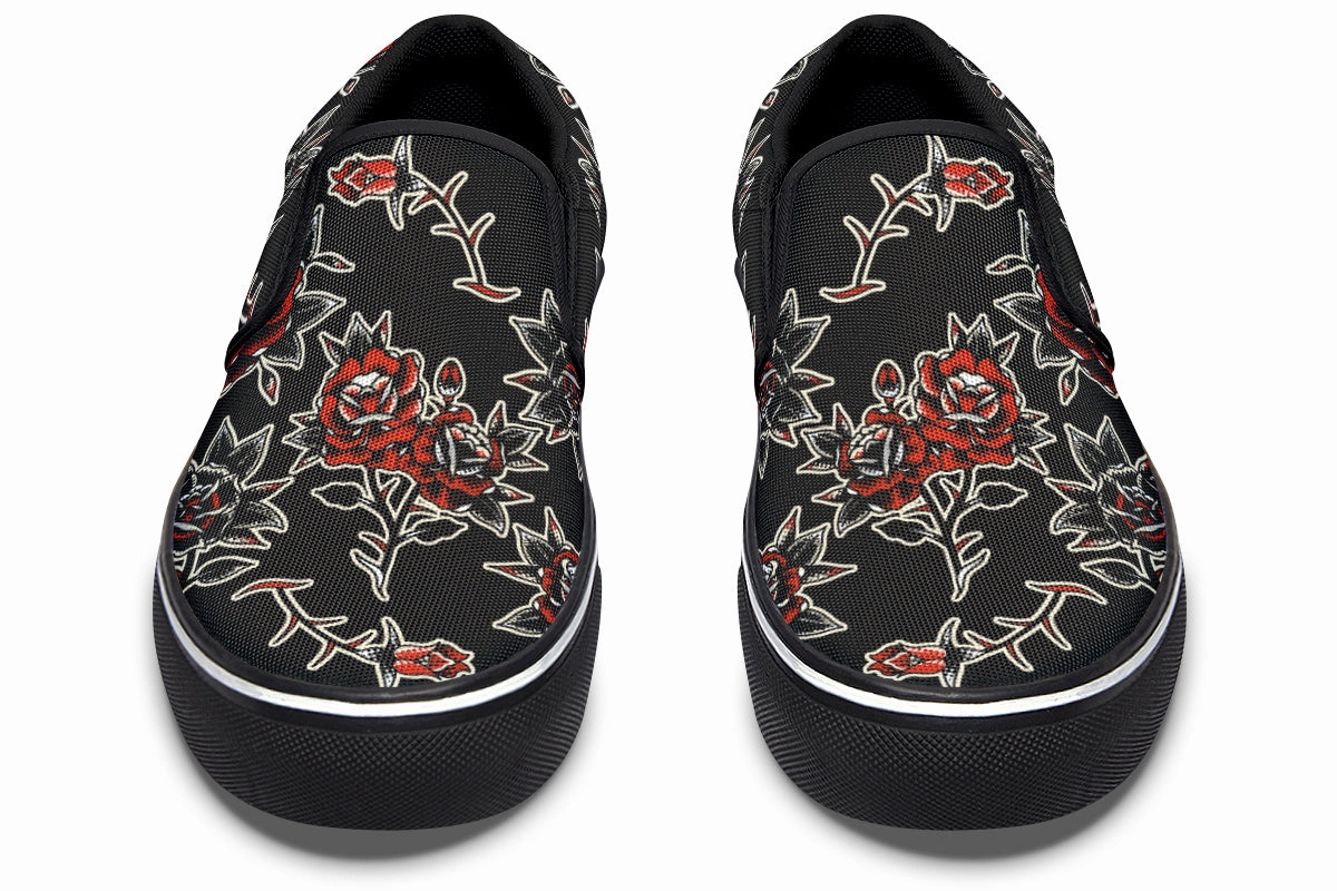 Stone Gray Pattern Rose Slip On Shoes