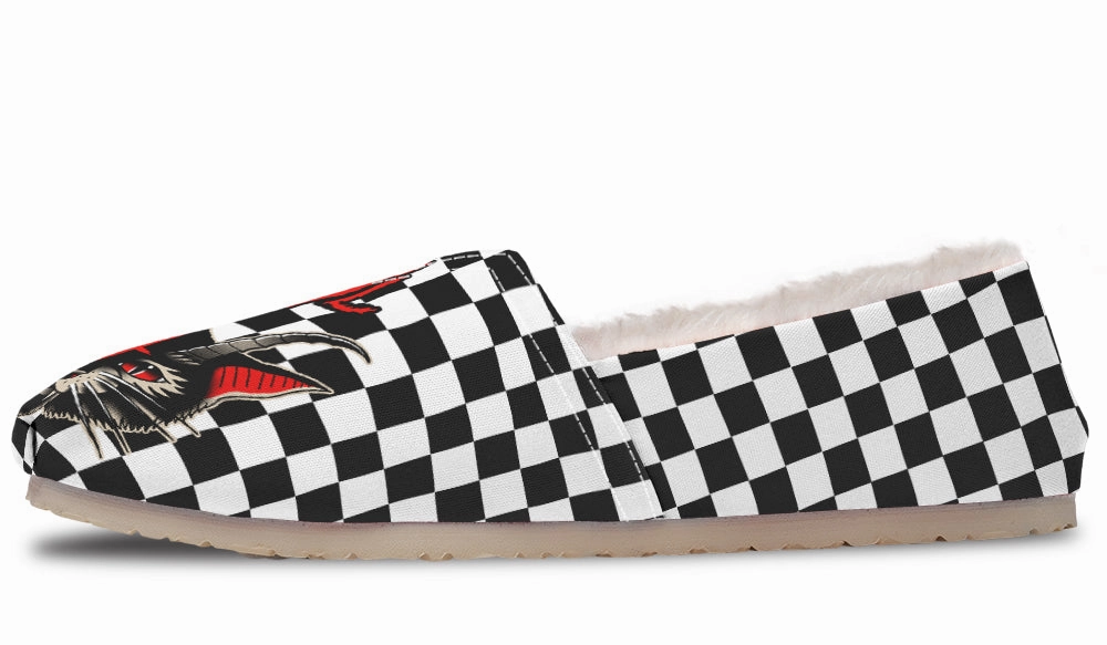 Mesh Cat Demon Checkered Winter Casual Shoes