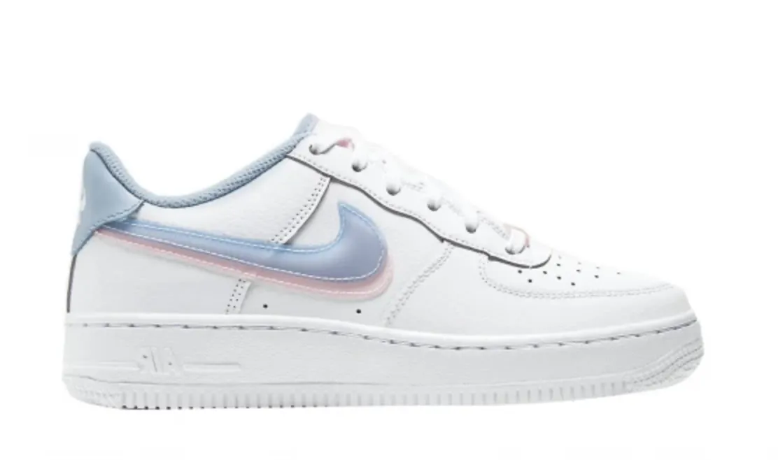 Gloss Mood Work Base Nike Air Force 1 LV8 GS Double Swoosh White Armory Blue