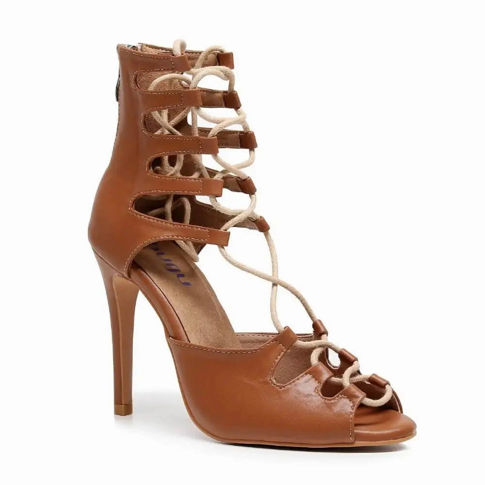 Sharp Shape Amalia Adjustable Lace-Up Open-Toe Latin Dance Sandals (Street Sole)