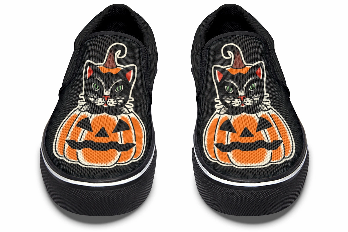Pumpkin Cat Slip On Shoes Comfort Ankle Stable base