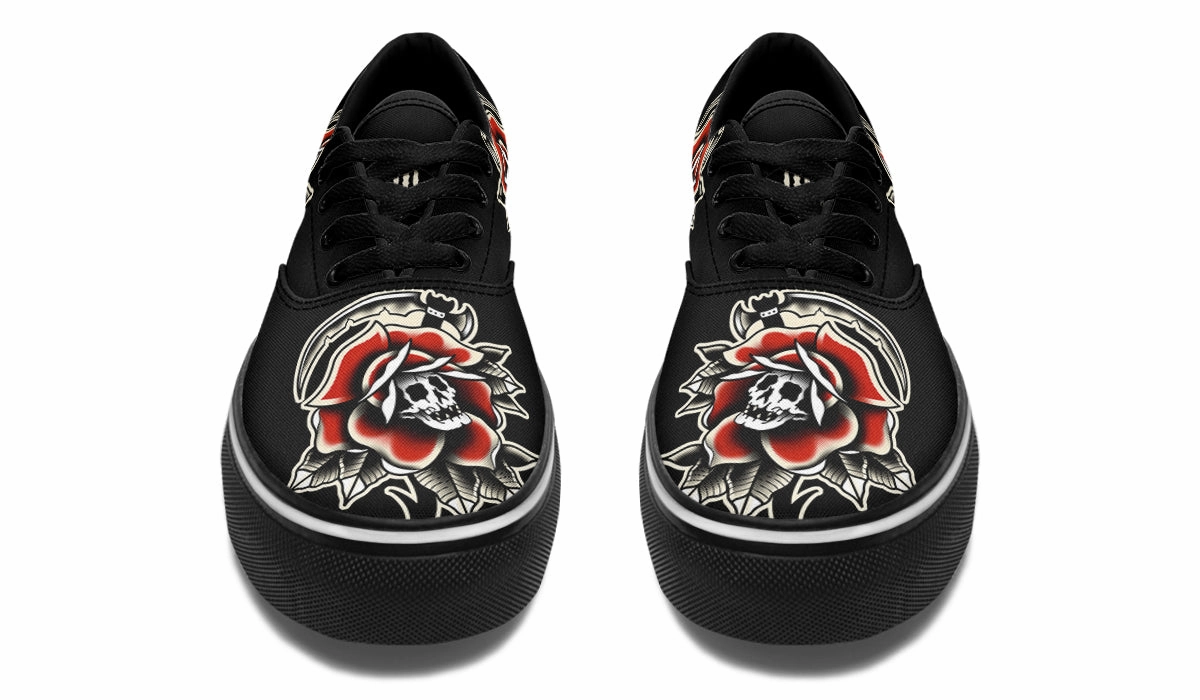 Red Rose Scythe Skull Classic Shoes Kind Step Strong Step
