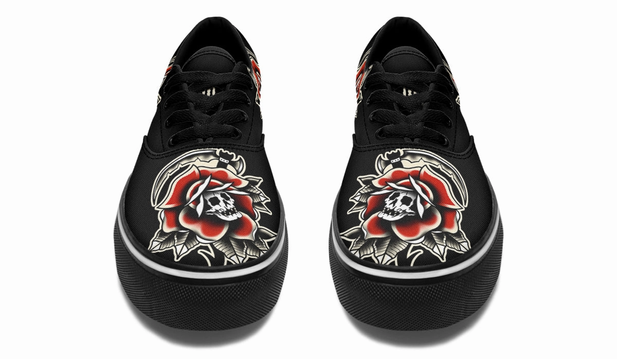 Red Rose Scythe Skull Classic Shoes Corner Style