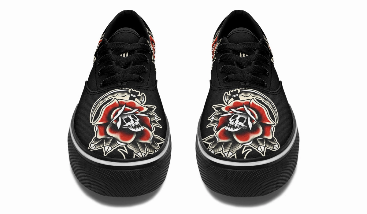 Red Rose Scythe Skull Classic Shoes Corner Style