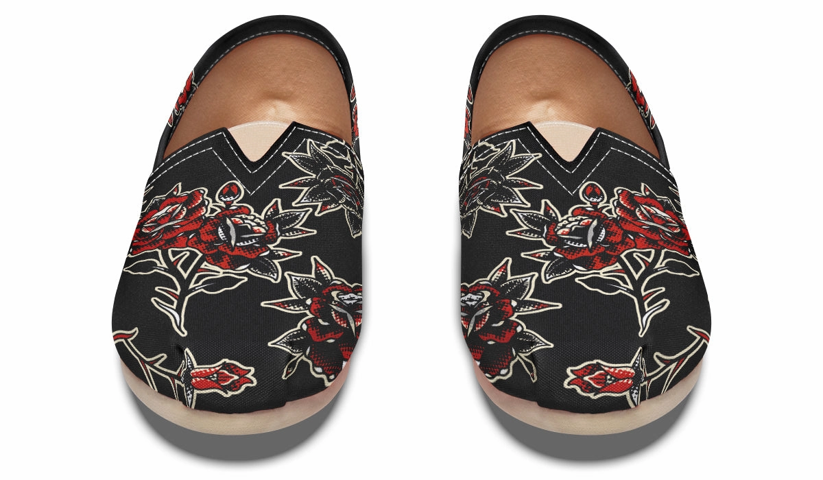 Modern Rose Pattern Casual Shoes