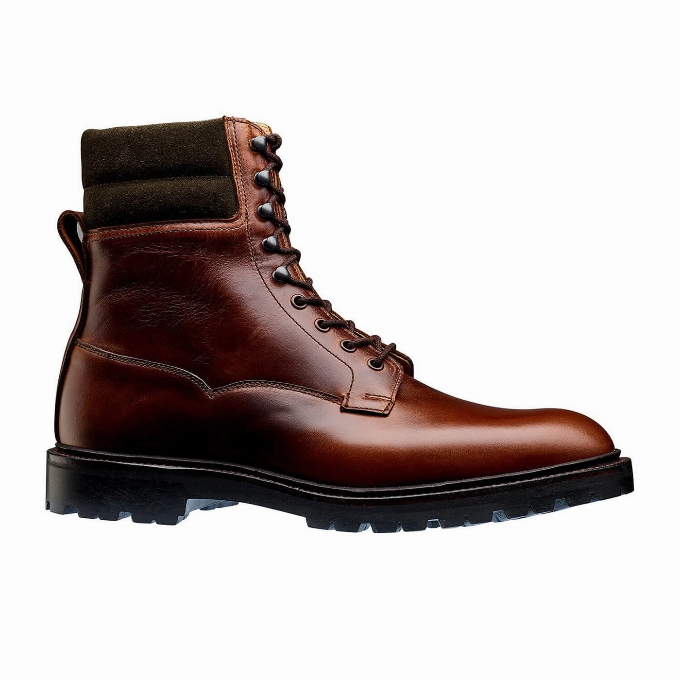 Work Wear Ross Chocolate Hurricane Hide & Earth Green Suede Collar