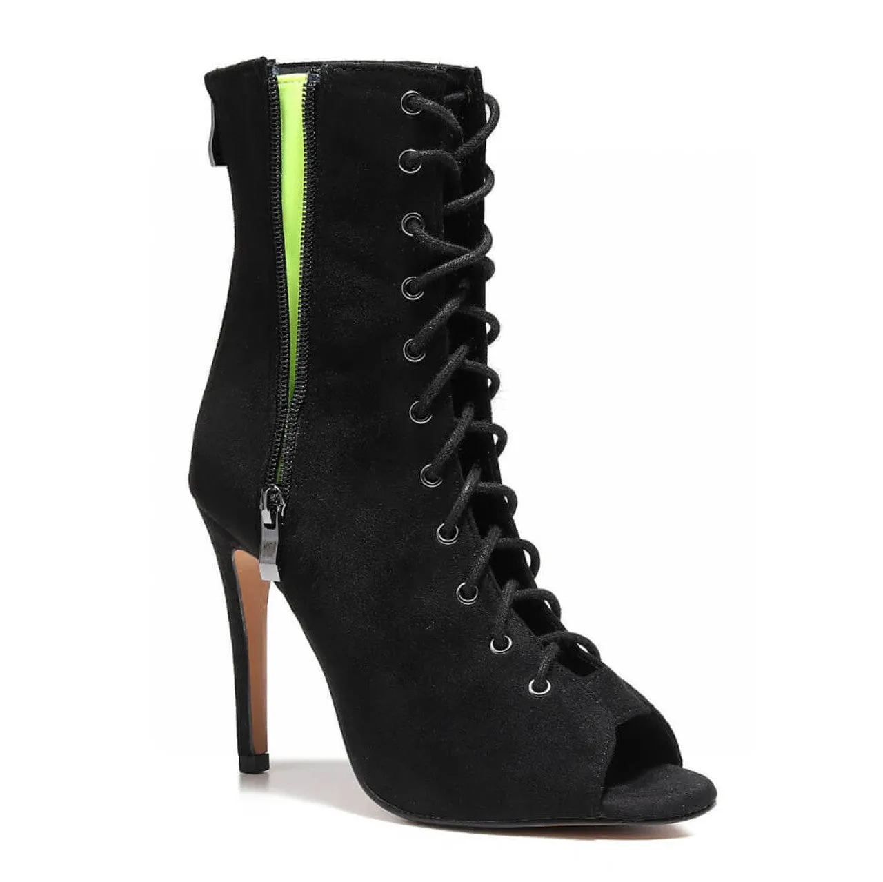 Outdoor Look Durable Rude Boy - Vegan By Kiira Harper - Open Toe Lace Up Dance Booties (Street Sole)