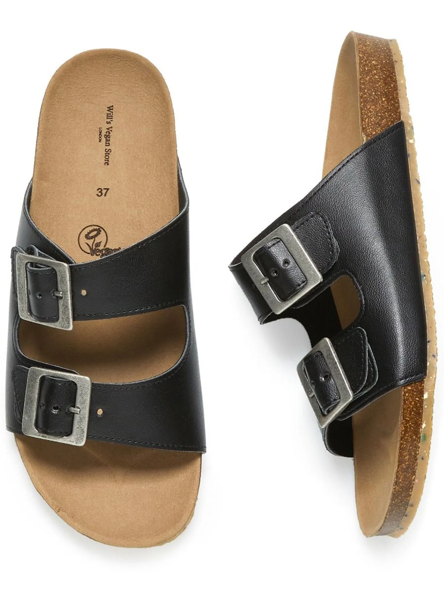 Two Strap Footbed Sandals Slip-On Style Stable Structure