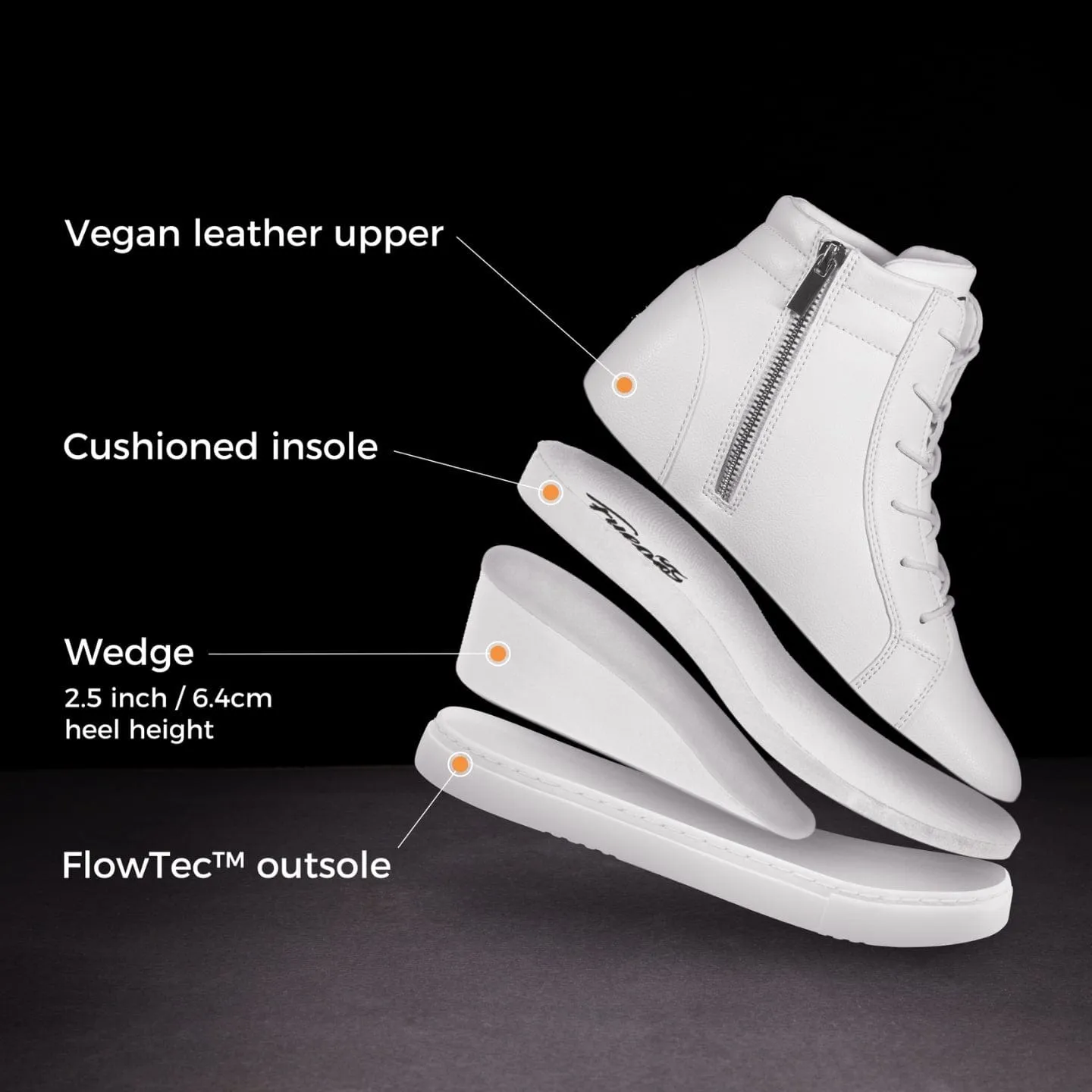 Foot Hugging Full Cushion Fuego Dance Shoes - White | Wedge (Collective)