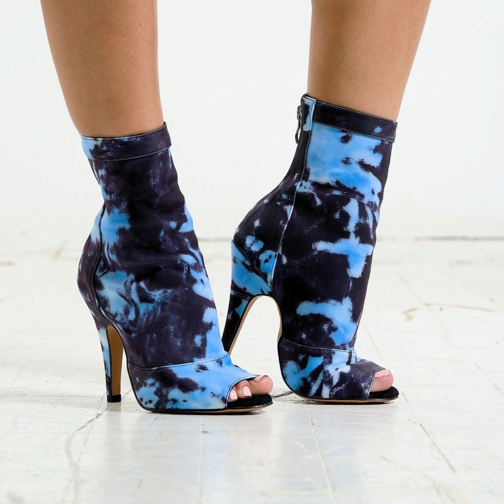 Shabina Tie Dye - Stretch Lycra Sock Dance Booties (Street Sole) Polished Step Sleek Look