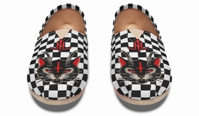 Soft Material Cat Demon Checkered Casual Shoes