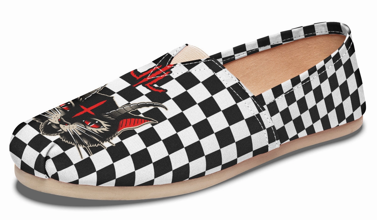 Cat Demon Checkered Casual Shoes Stride Bold Comfort Strap