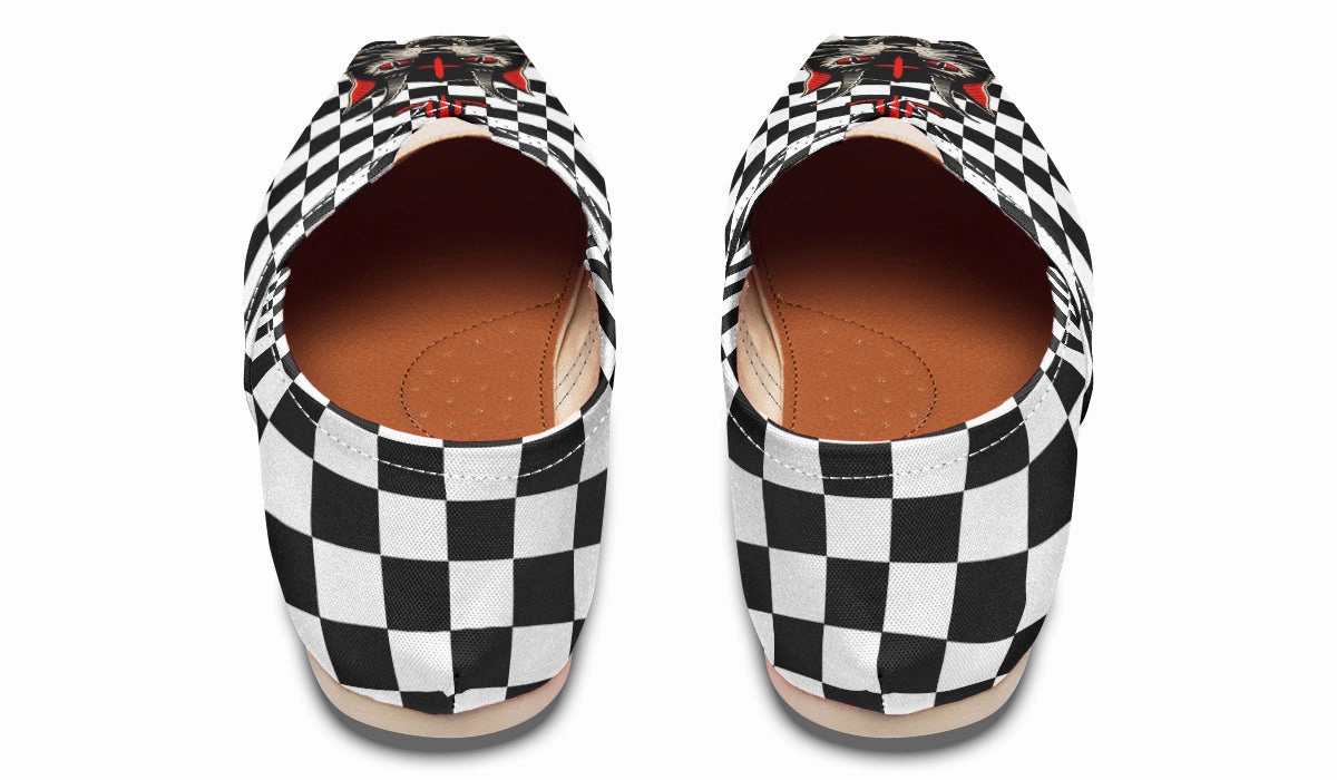 Neutral Base Cat Demon Checkered Casual Shoes