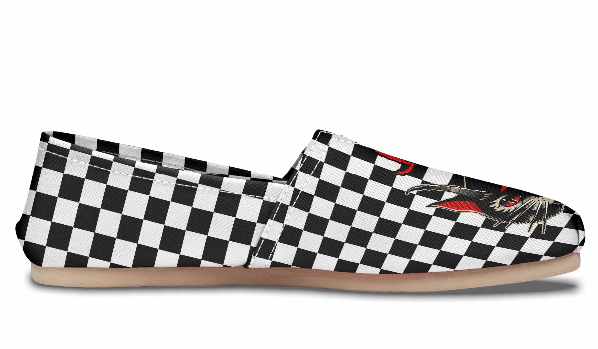 Cat Demon Checkered Casual Shoes Bounce Edge Wide Path