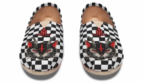 Soft Material Cat Demon Checkered Casual Shoes