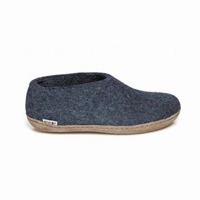 Shoe with Leather Sole - Denim Comfortable Breathability