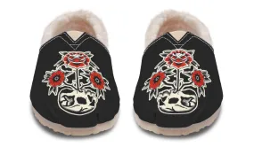 Bright Neon Soft Material Skull Flowers Winter Casual Shoes