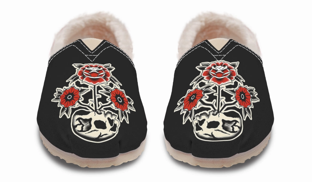 Skull Flowers Winter Casual Shoes Elegant Mood