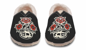 Skull Flowers Winter Casual Shoes Polish Look Satin Glow