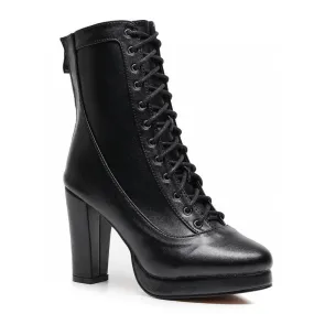 Soft outsole EverydayUse Aadijay Latin Dance Shoes - Black Vegan Leather Lace Up Platform Boot (Rubber Sole).