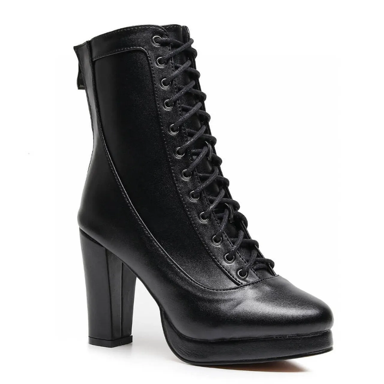 Soft outsole EverydayUse Aadijay Latin Dance Shoes - Black Vegan Leather Lace Up Platform Boot (Rubber Sole).