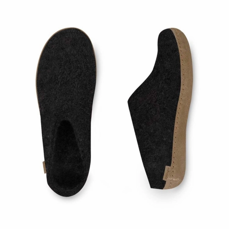 Slip-on with Leather Sole - Charcoal Beach Ready Slides