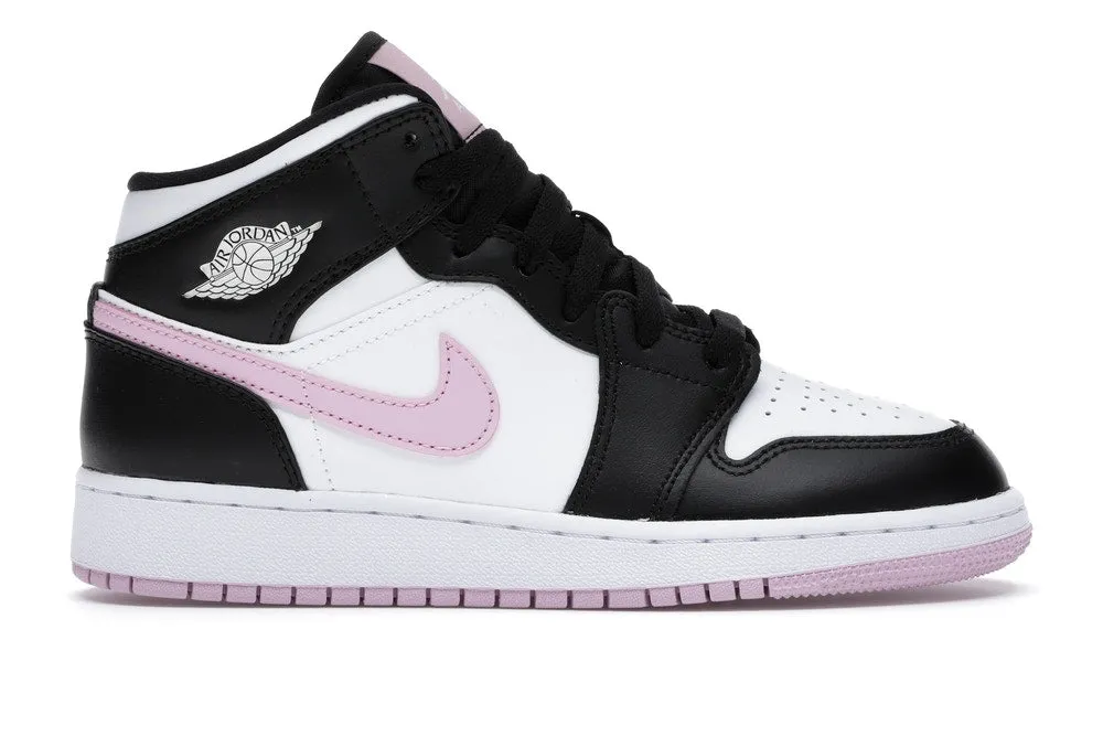 Air Boost Jordan 1 Mid White Black Light Arctic Pink (GS)